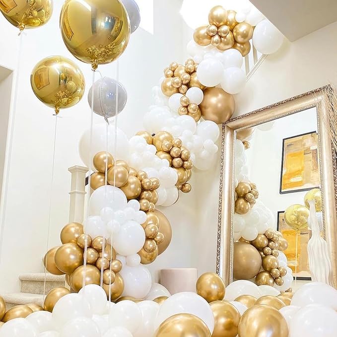 Awenztech 120pcs 5 inch Metallic Gold Latex Balloons | Graduation, Engagement - Image 4