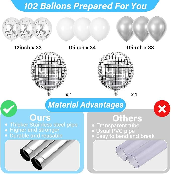 2 Sets Disco Ball Party Balloon Column Stand Kit - Image 3