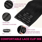 Lashey Clip in Hair Extensions Real Human Hair, 12 Inch 7pcs 120g #1 Jet Black, Straight Remy Human Hair Extensions Clip ins Thick Hair for Black Women