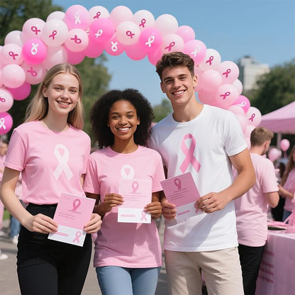 100 PCS Pink Ribbon Awareness Balloons Decorations 12 Inch Breast Cancer Ribbon - Image 4