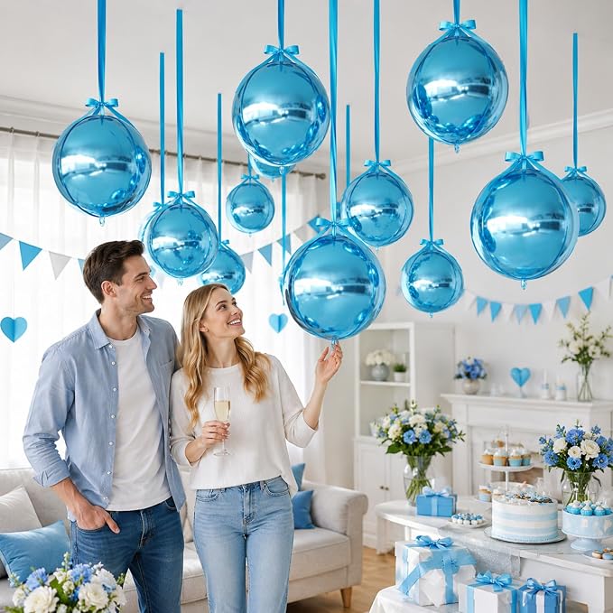 Light Blue Round Foil Balloons - Image 7