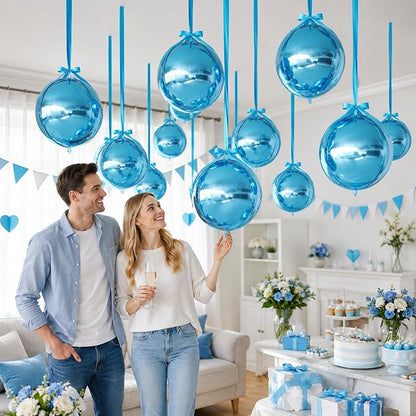 Light Blue Round Foil Balloons - Image 7