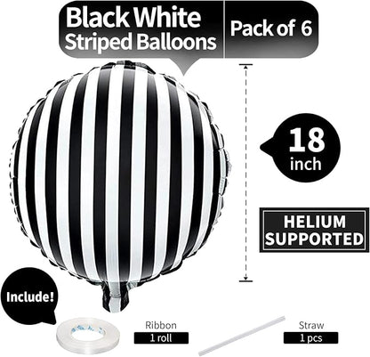 Jobkoo Black and White Striped Balloons 18 Inch Striped Mylar Foil Balloons - Image 2
