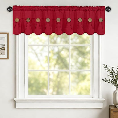 Farmhouse Valance Curtains, Boho Cotton Linen Kitchen Valance, Rod Pocket by FRAMICS