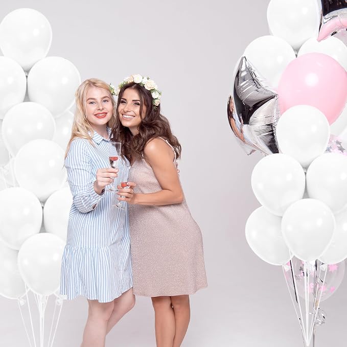 50pcs White Balloons, 12inch White Latex Party Balloon, Helium Quality | - Image 3