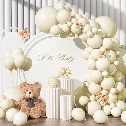 135pcs Ivory Balloons Garland Kit Different Sizes Of 18 12 10 5 Inch Cream by YISHEBAPA