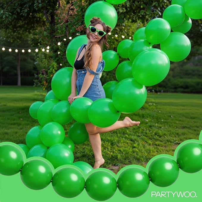 PartyWoo Green Linking Balloons 100pcs 6 Inch Green Link Balloons | - Image 7