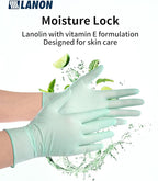 LANON 5 mil Vitamin-E Coated Latex Disposable Gloves, Food-Contact Grade, Fully Textured, Green, Large