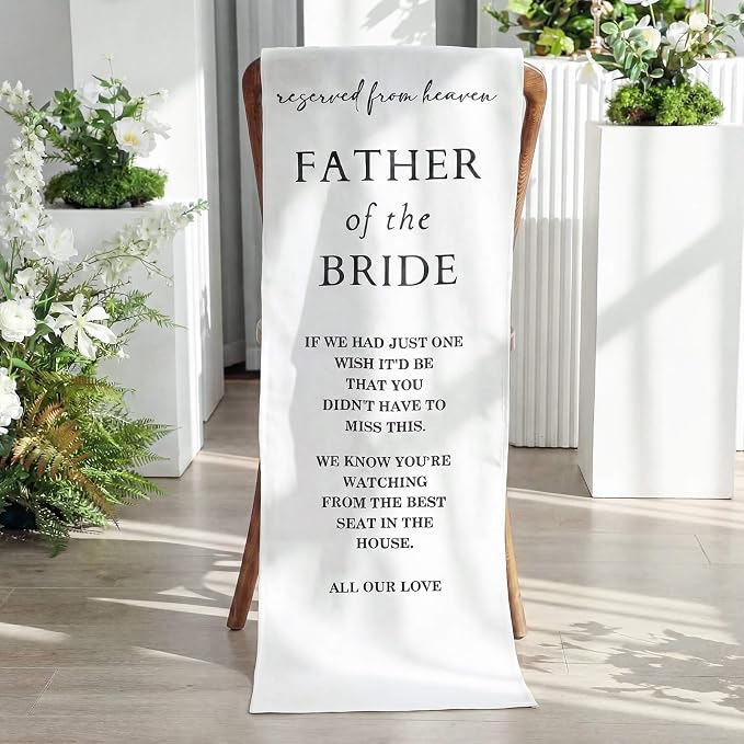 HunnmingRe Bride Father Wedding Memorial Reserved Chair Sign Banner in Loving - Image 5