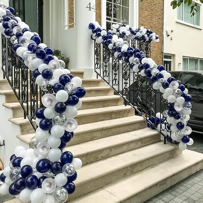 YMSZ Blue and Silver Balloons Garland Arch Kit, Fathers Day Party Decoration - Image 5