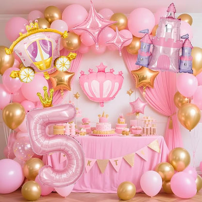 Minyu 6-Piece Princess Theme Party Decoration Set: Princess Carriage + Pink - Image 6