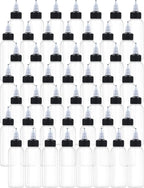 50 Pcs 2oz Plastic Squeeze Bottles with Twist Top Cap, 60ml Clear Dispensing Bottles, Empty Squirt Bottle for Liquids, Sauces, Arts, Crafts, Travel