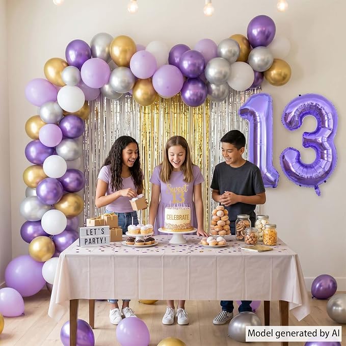 Purple Number 13 Balloon 40 Inch, Giant Metallic Foil Number 13 Balloons - Image 7