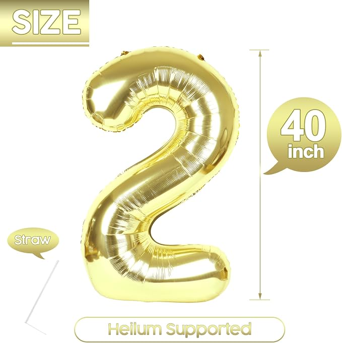 2 Balloon - Champagne Gold Birthday Number Balloons, 40 Inch Decorations | - Image 5
