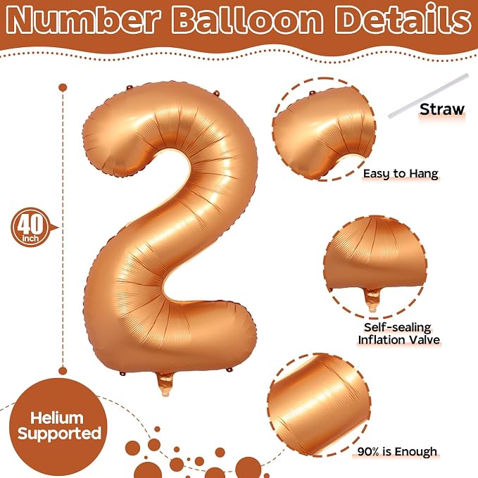 40 Inch 2nd Birthday Balloon, Big Helium Mylar Number 0-9 Set - Image 2