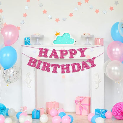 Rose Red Happy Birthday Banner Birthday Party Decorations Happy Birthday Banner - Image 8