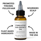 Stimulating Hair Growth Oil – Plant-Based Scalp & Hair Nourishment with Sulfur & Copper – Vegan, Handcrafted in Texas, USA (4 Fl Oz)