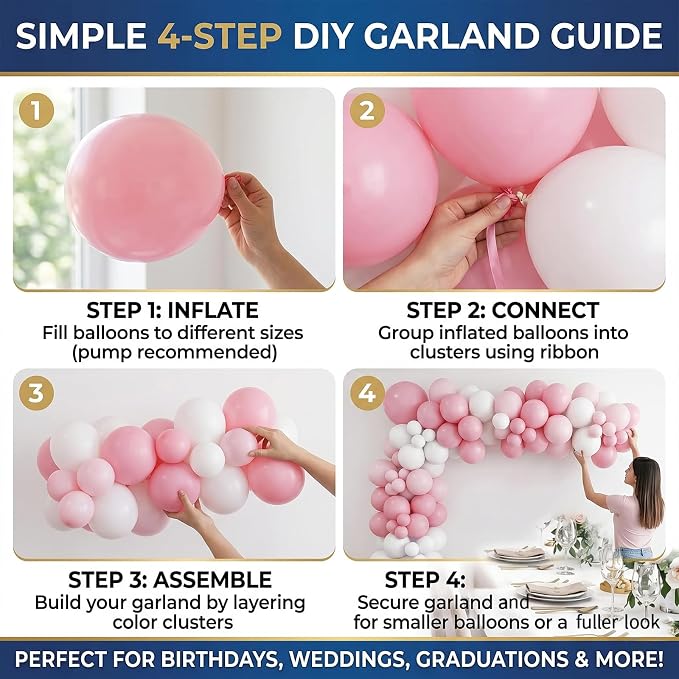 60pcs Pink and White Balloons, 12 Inch Pastel Pink White Balloons - Image 5