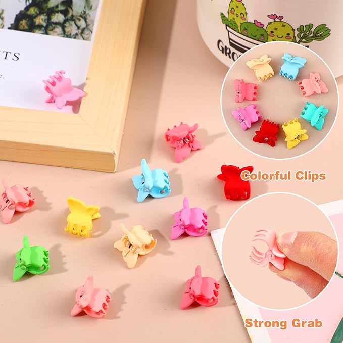 JANYUN 50 Pcs Colorful Mini Hair Claw Clips Clamps Accessories for Baby Toddler Girls Decorative Bun Thin Hair (Wing)