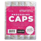 STYLETEK® 100 PCS Disposable Clear Processing/Shower Hair Caps, 21” XL Size, Thick Waterproof conditioning capes