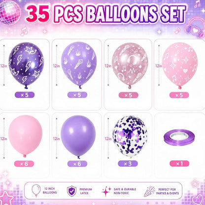 HILAVO Korean Pop Balloons, 12 Inch Metallic Pink Purple Pattern Balloons - Image 2