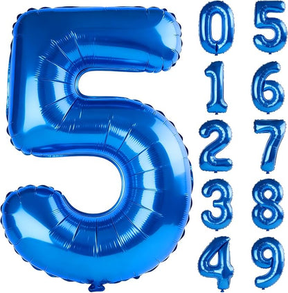 40 Inch Number 5 Balloons for 5th Birthday Party Decorations, 0-100 Dark Blue by FOBELEC