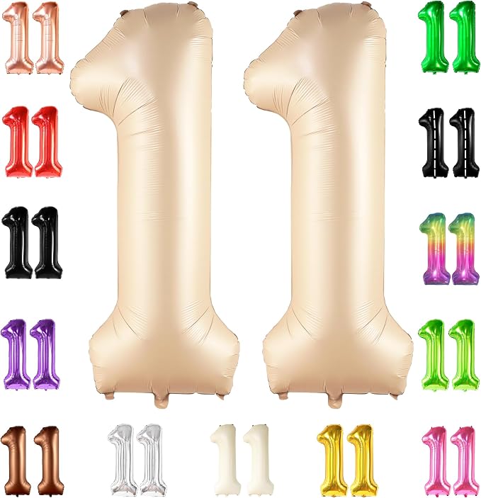Katchon Caramel 11 Balloons Number 40 Inch | Retro Apricot Number 11 Balloons by KatchOn