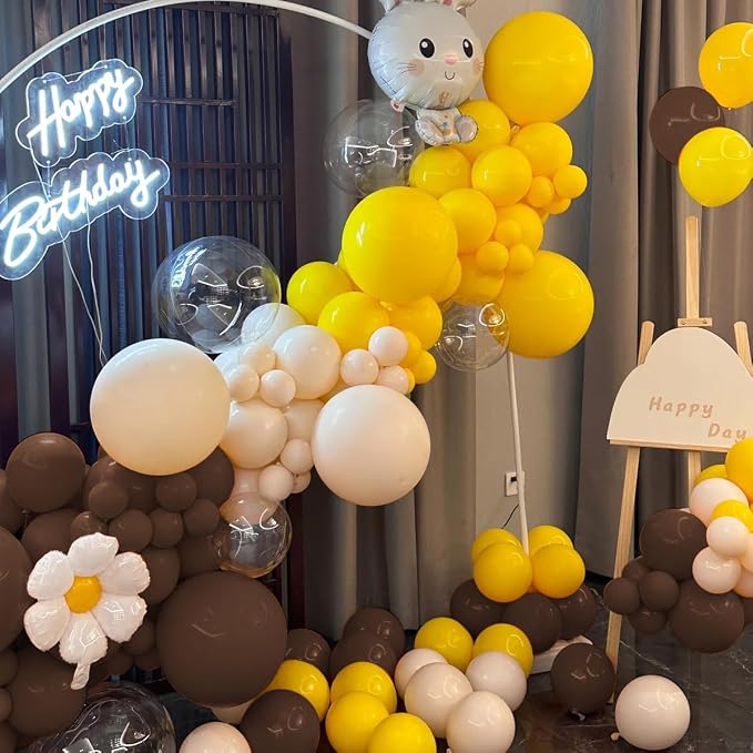 Yellow Brown White Balloon Garland Arch Kit - Image 6