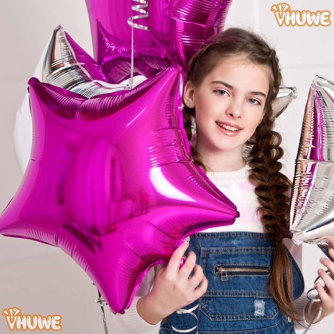 Hot Pink Star Balloons 18 Inch - Image 2