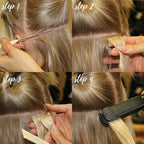 Lacer Tape in Hair Extensions Human Hair Dip Dyed Balayage R#2/60 Darker Brown to Platinum Blonde Seamless PU Skin Weft Hair Extensions Real Human Hair Tape in Double Side 50g 20pcs/set 18 Inch