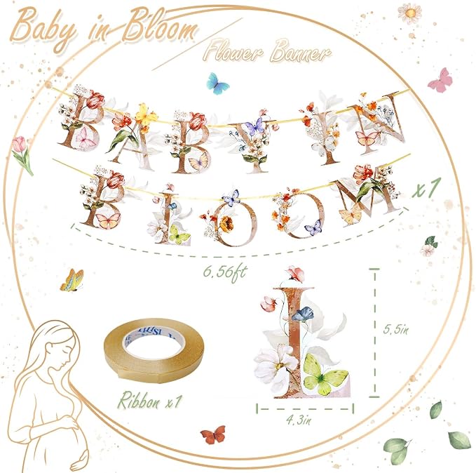 Flower Butterfly Baby in Bloom Banner, Wildflower Butterflies Baby Shower Sign - Image 5