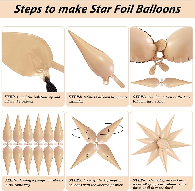 60 Pcs Star Balloons Explosion 12 Point Foil Cone Balloons Magic Balloon Large - Image 6