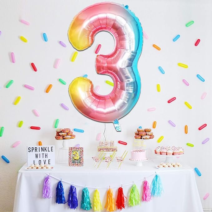 KatchOn Rainbow Number 3 Balloon 40 Inch | 3 Balloon Number - Image 2
