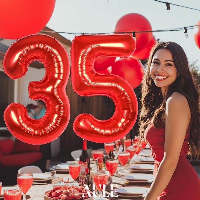 AULE 40 Inch Red 35 Balloon Number Foil 0-9 Birthday Big Numbers | Birthday - Image 3