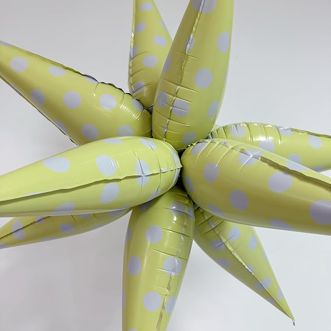 2Pcs Yellow Macaron Polka Dot Explosion Pointed Star Foil Balloons/Candy Color - Image 4