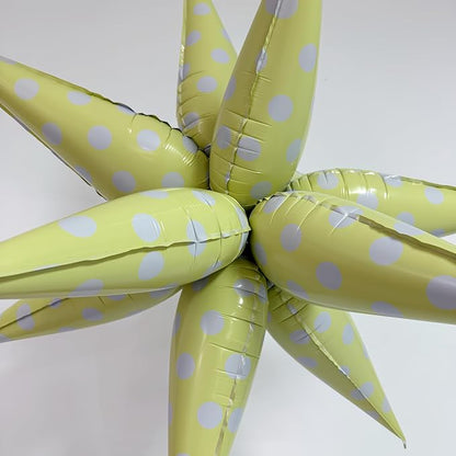 2Pcs Yellow Macaron Polka Dot Explosion Pointed Star Foil Balloons/Candy Color - Image 4