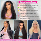 13x6 Deep Wave Lace Front Wigs Human Hair 200% Density HD Lace Front Wigs Human Hair Pre Plucked Natural Color Glueless Wig 100% Virgin Lace Front Wigs for Women（30inch）