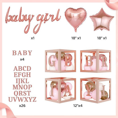 Amandir 134pcs Rose Gold Balloons Baby Box - Image 3