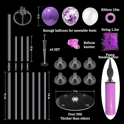 ZJDHPTY 4Set Purple Balloon Stand Table Centerpieces Party Decor | Birthday - Image 2