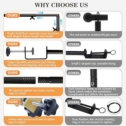 Over The Table Rod Stand with Clamps Black Table Balloon Arch Banner Frame | - Image 4