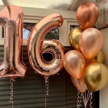 Rose Gold 16 Number Balloons, 40 Inch Big Giant Jumbo 16 or 61 Balloon Numbers - Image 6