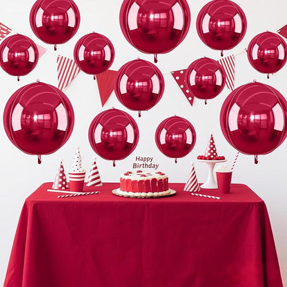 12Pcs Burgundy Red Round Foil Balloons, Metallic Deep Red Foil Balloon - Image 5