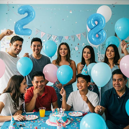 TONIFUL Number Balloon 16Inch 10 Pcs Baby Blue 0-9 Birthday Number Balloons | - Image 4