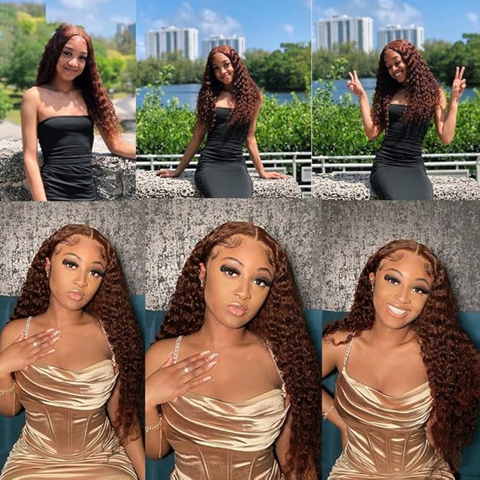 Chocolate Brown Bundles Human Hair Color 4 Deep Wave Bundles 18 20 22 Inch Niegmeag Virgin Soft And Sikly Remy Hair Double Weft Brown Deep Wave Bundle