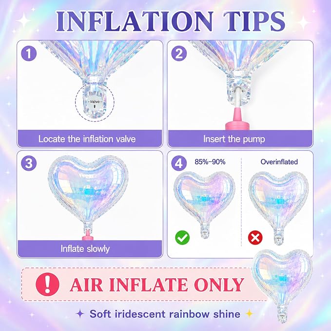 Iridescent Heart Balloons, Baby Shower, Valentine and Party Decorations - Image 3