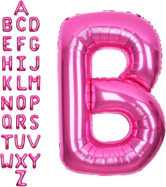 SUWEN 40 Inch Hot Pink Large B Letter Balloons Big Foil Helium Letter A-Z | by SUWEN