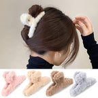SEVEN LUCKY LIGHT Hair Clip, 7 Pcs 4.5" Fuzzy Claw Clips for Thick Hair, Cute Fuzzy Clip for Women Girls, Soft Hair Clips