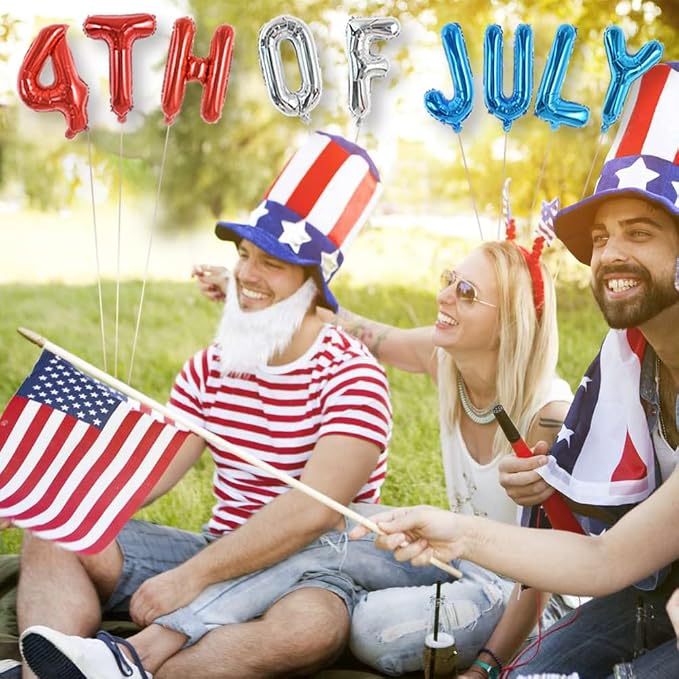 TONIFUL 16 Inch 4th of July Balloons Banner Fourth of July Letter Foil Balloons - Image 7