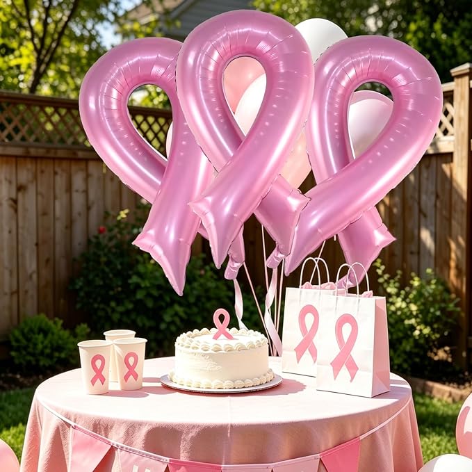 Breast Cancer Awareness Jumbo Foil Balloons Pink Ribbon Foil Balloons | 42" - Image 4