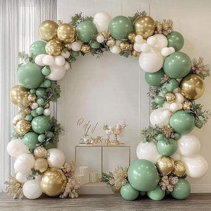 Sage Green Gold Balloon Arch Kit, Sand White, Metallic Gold | Latex Balloons - Image 4